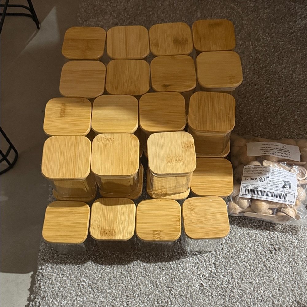 Set of Bamboo Lid  seasoning  Jars w/ Wooden Spoons) set of 35)
